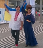 Потап и Настя на Новой волне 2014 с флагом Украины