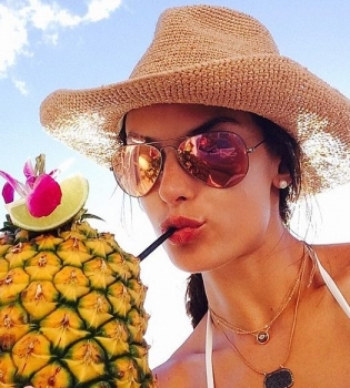 Алессандра Амбросио позирует на пляже в бикини