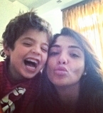 Санта Димопулос и ее сын