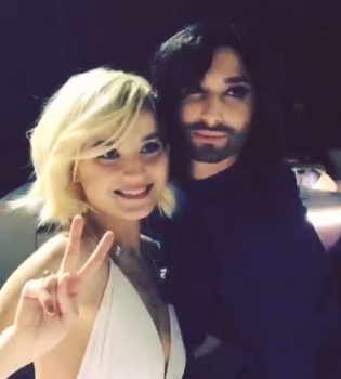 Полина Гагарина и Кончита Вурст на Евровидении 2015