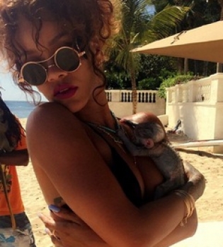 Рианна в откровенном бикини соблазняет на пляже