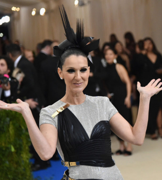 Оригинально: Селин Дион в вечернем платье Versace кушает хот-доги на улице Нью-Йорка