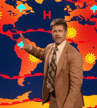 Видео: Брэд Питт появился на телевидении в качестве ведущего прогноза погоды