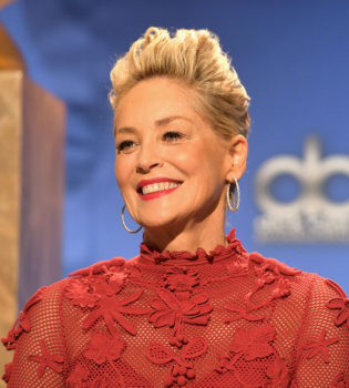 Шэрон Стоун вышла в свет в полупрозрачном красном платье