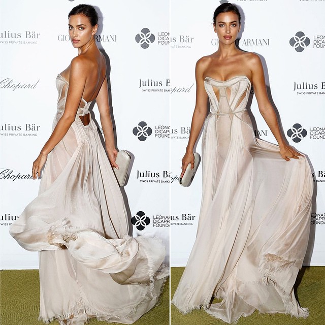 Ирина Шейк покорила нежным образом на благотворительном вечере Леонардо ДиКаприо