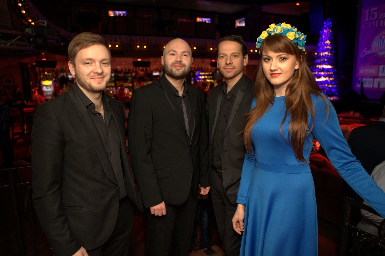 Участники Kiev Tango Project: Сергей Курдицкий (бандонеон, кнопочный аккордеон), Кирилл Шарапов (скрипка), Дмитрий Третяк (контрабас), Татьяна Павличук-Тышкевич (рояль)