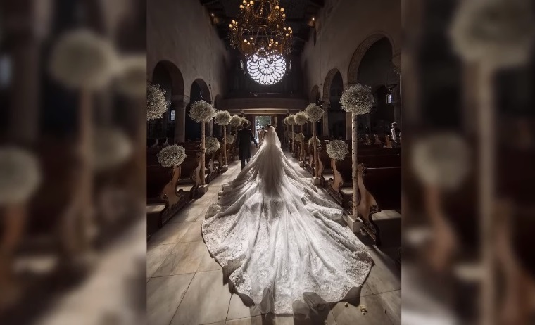 Эта тяжелая мода: наследница бренда Swarovski вышла замуж в платье весом 46 килограммов